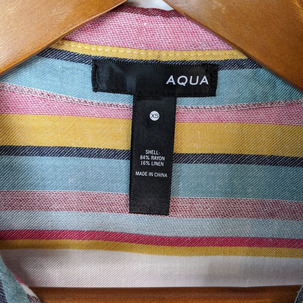 Aqua Multi Colored Striped Button Down - Picture 12 of 12